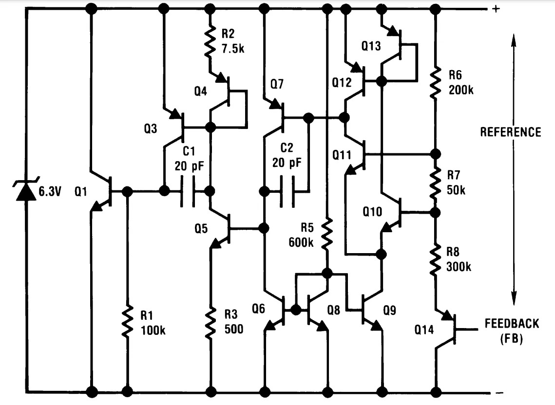 Внутренняя схема микросхемы LM385