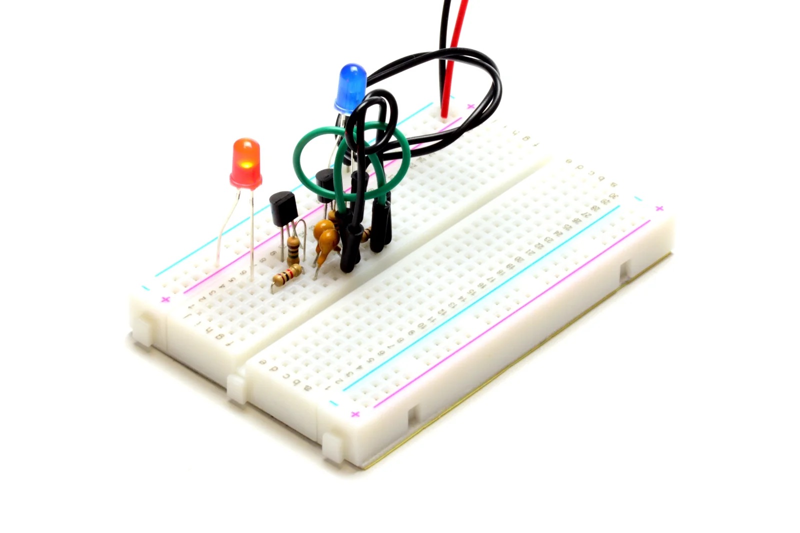 Мультивибратор на транзисторах MOSFET N (горит красный светодиод)